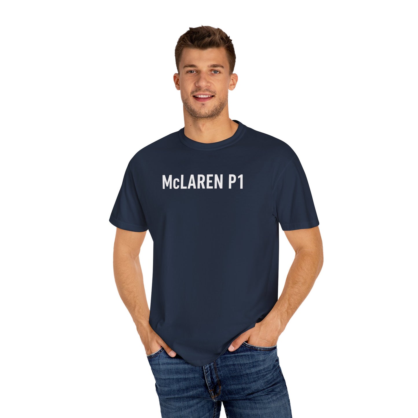 McLaren P1 Unisex Garment-Dyed T-Shirt | Automotive Fan Gift, Car Enthusiast Apparel, Unique Racing Tee, Birthday or Holiday Gift