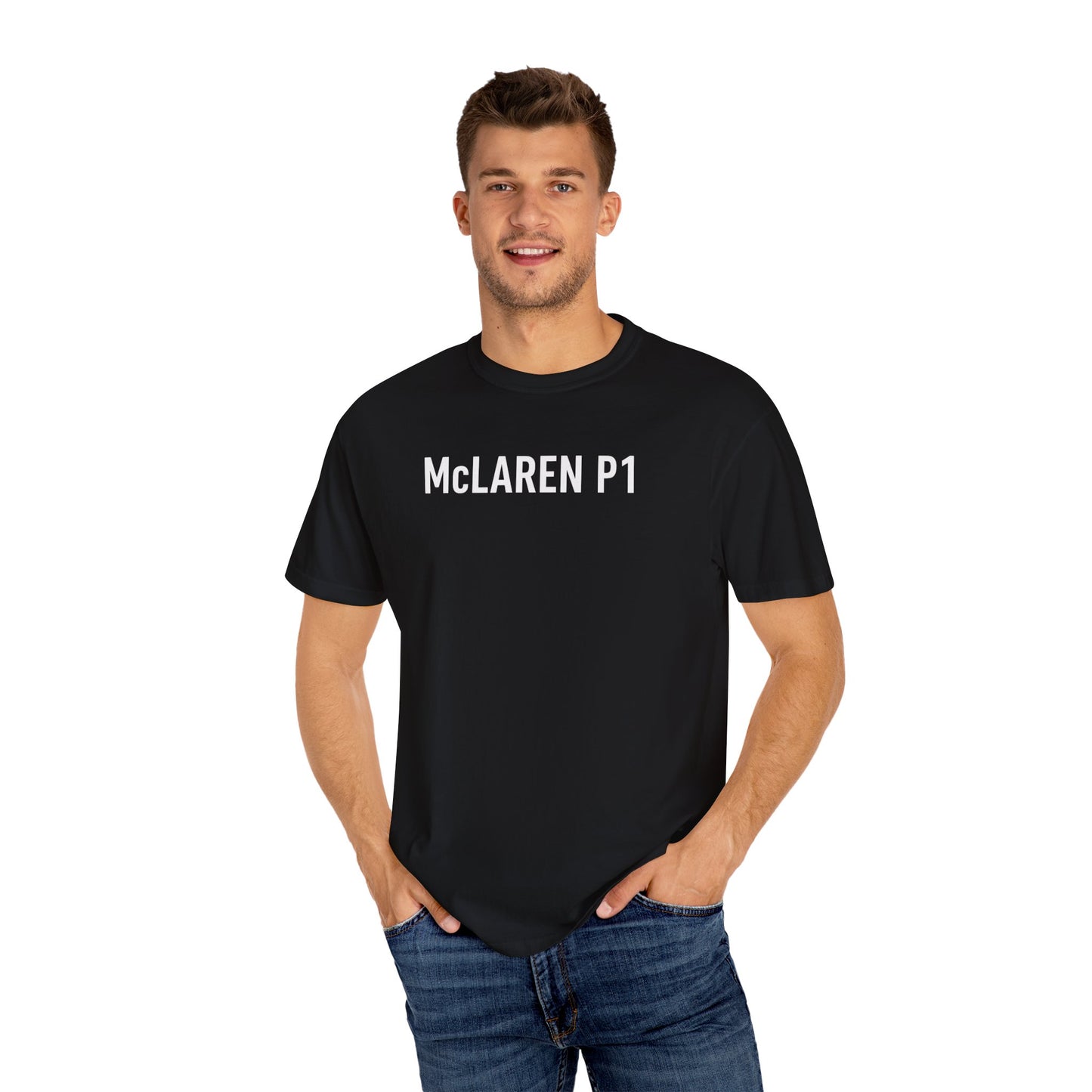 McLaren P1 Unisex Garment-Dyed T-Shirt | Automotive Fan Gift, Car Enthusiast Apparel, Unique Racing Tee, Birthday or Holiday Gift